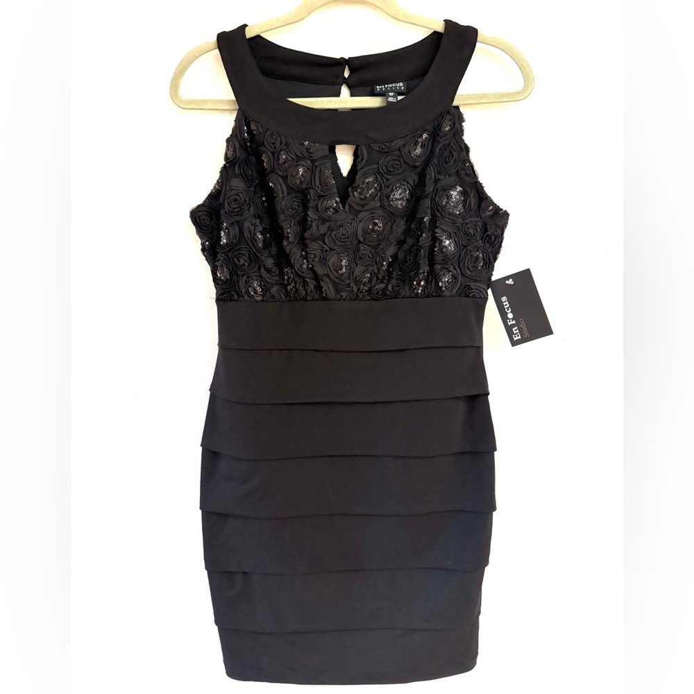 Enfocus Studio NWT Black Sequined 8P Cocktail Mini Dress